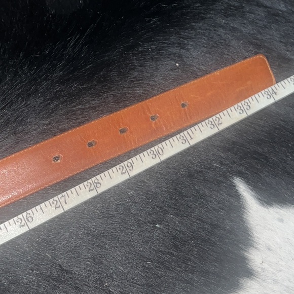 YSL Yves Saint Laurent Vintage Tan and Gold Logo Buckle Belt - Picture 9 of 11